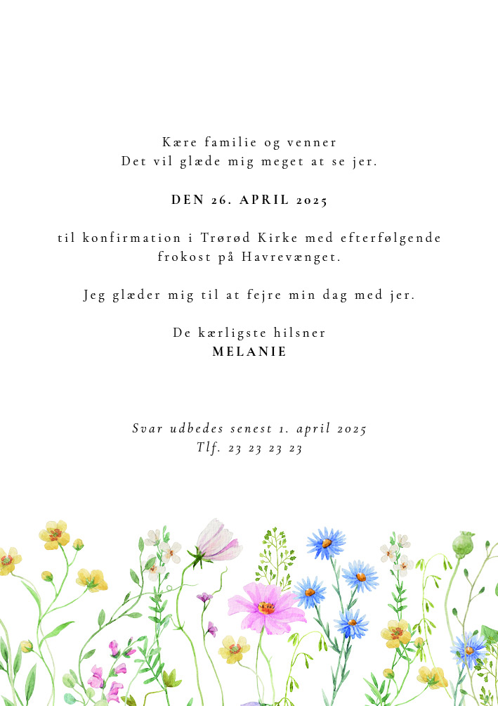 Invitationer - Melanie Konfirmation